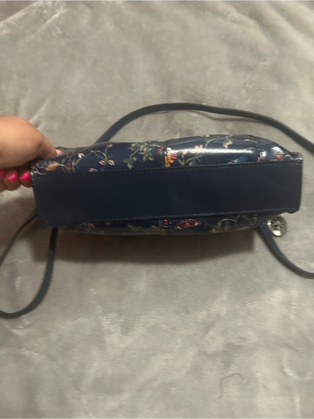 Patricia Nash Navy Floral Convertible Crossbody Clutch - Picture 2 of 6